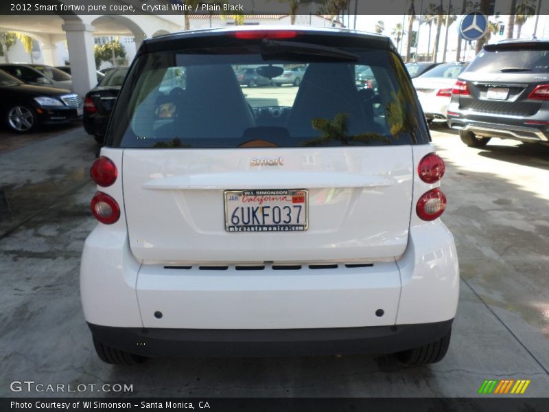 Crystal White / Plain Black 2012 Smart fortwo pure coupe