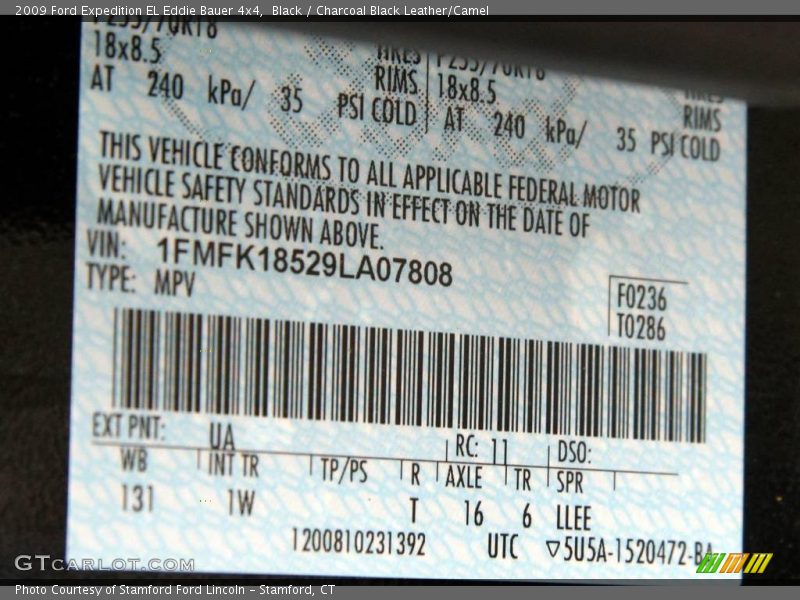 Black / Charcoal Black Leather/Camel 2009 Ford Expedition EL Eddie Bauer 4x4