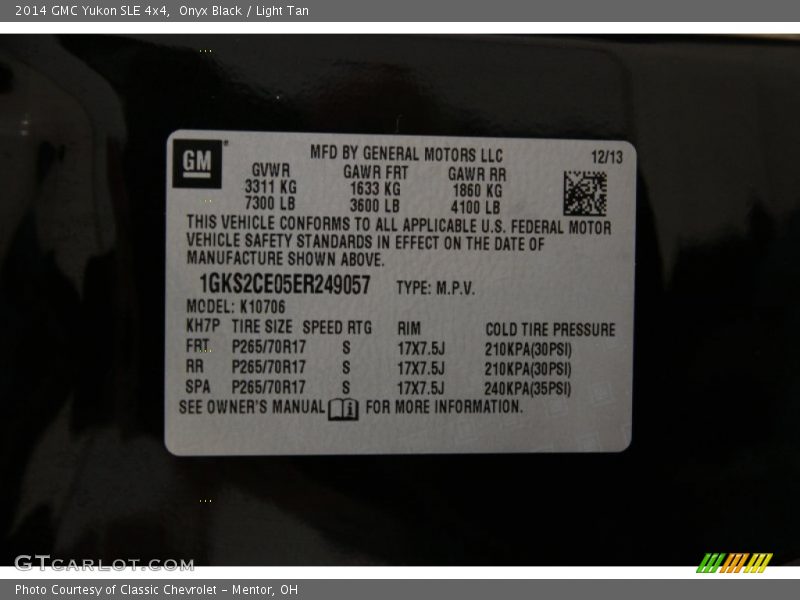 Onyx Black / Light Tan 2014 GMC Yukon SLE 4x4