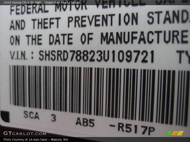 Chianti Red Pearl / Saddle 2003 Honda CR-V EX 4WD