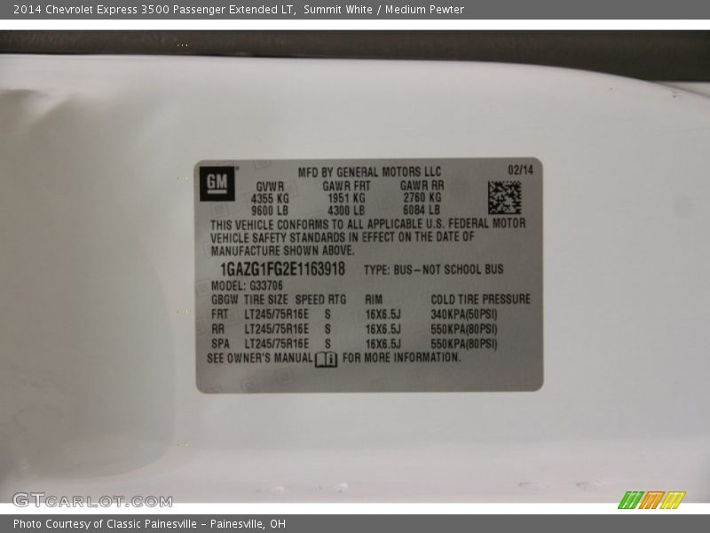 Summit White / Medium Pewter 2014 Chevrolet Express 3500 Passenger Extended LT