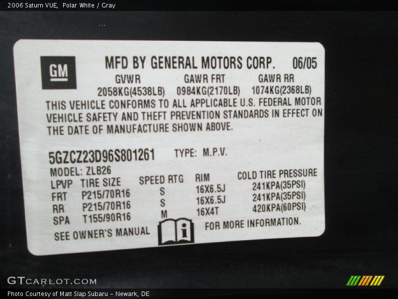 Polar White / Gray 2006 Saturn VUE