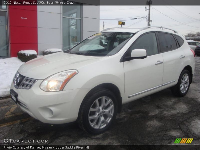 Pearl White / Gray 2012 Nissan Rogue SL AWD