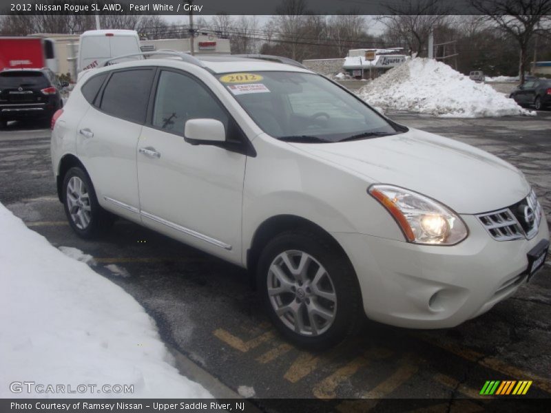 Pearl White / Gray 2012 Nissan Rogue SL AWD