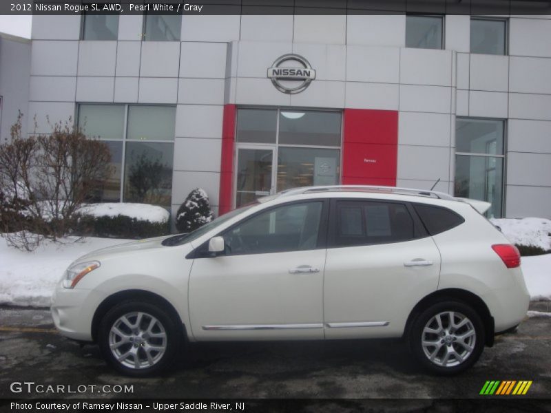 Pearl White / Gray 2012 Nissan Rogue SL AWD