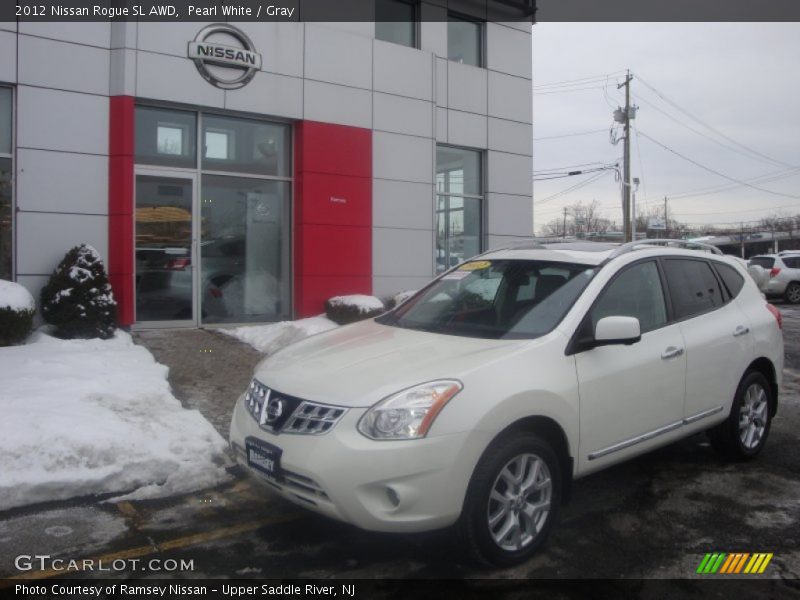 Pearl White / Gray 2012 Nissan Rogue SL AWD