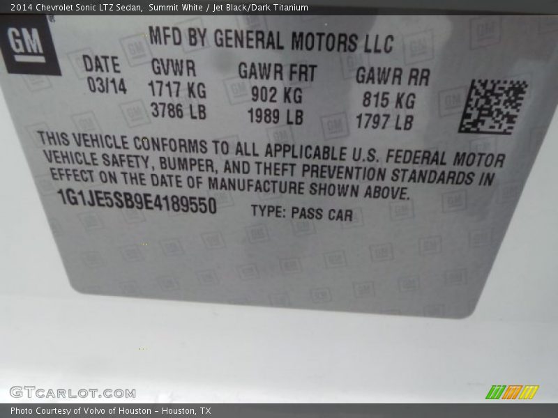 Summit White / Jet Black/Dark Titanium 2014 Chevrolet Sonic LTZ Sedan