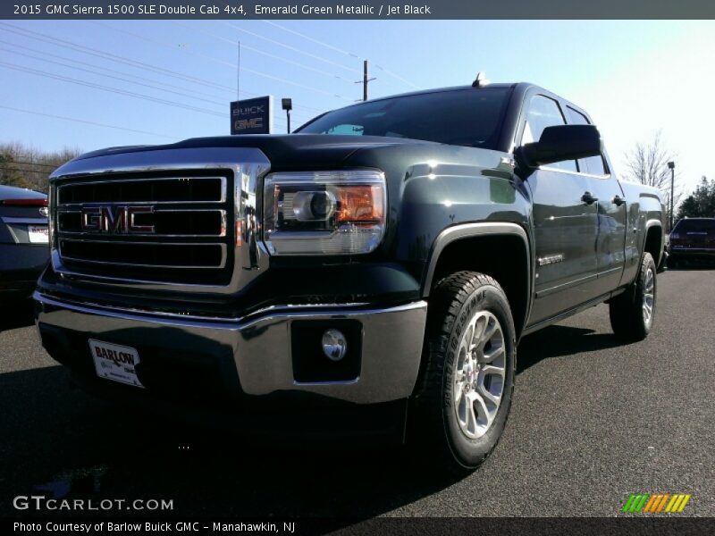 Emerald Green Metallic / Jet Black 2015 GMC Sierra 1500 SLE Double Cab 4x4