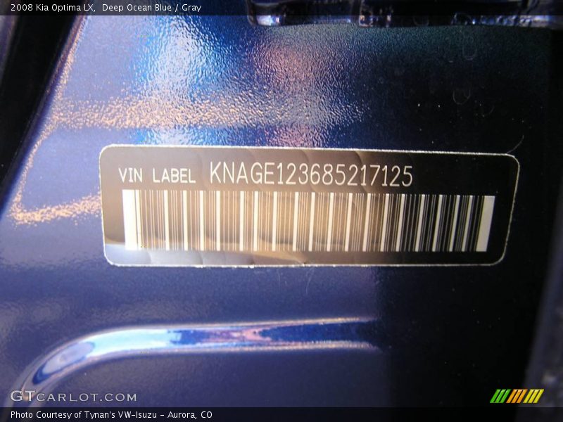 Deep Ocean Blue / Gray 2008 Kia Optima LX
