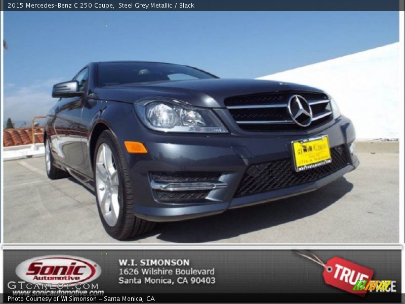 Steel Grey Metallic / Black 2015 Mercedes-Benz C 250 Coupe