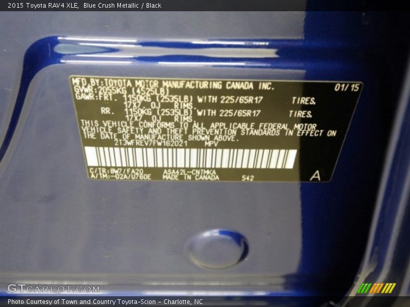 2015 RAV4 XLE Blue Crush Metallic Color Code 8W7