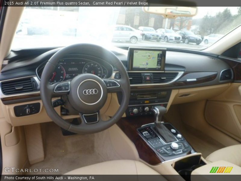 Garnet Red Pearl / Velvet Beige 2015 Audi A6 2.0T Premium Plus quattro Sedan