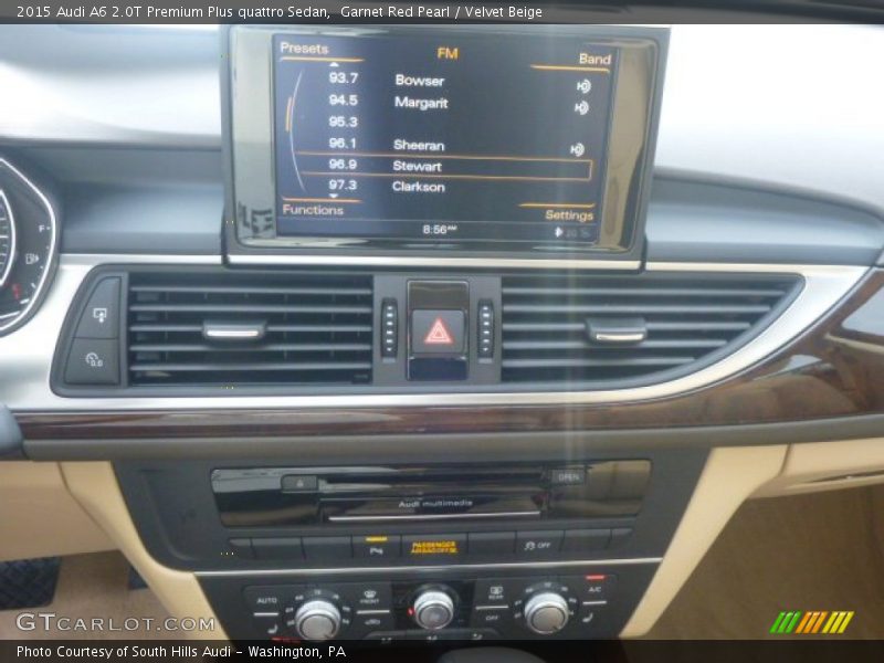 Garnet Red Pearl / Velvet Beige 2015 Audi A6 2.0T Premium Plus quattro Sedan