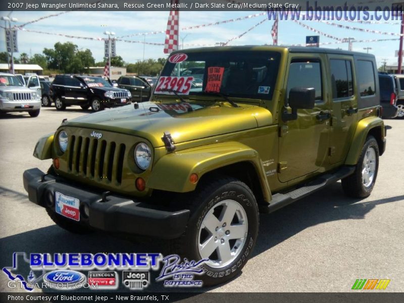 Rescue Green Metallic / Dark Slate Gray/Medium Slate Gray 2007 Jeep Wrangler Unlimited Sahara