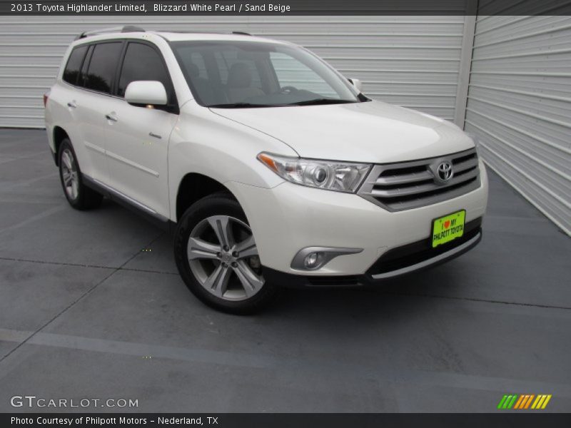Blizzard White Pearl / Sand Beige 2013 Toyota Highlander Limited