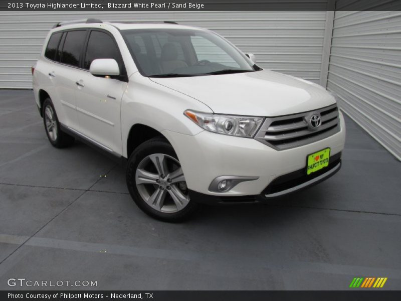 Blizzard White Pearl / Sand Beige 2013 Toyota Highlander Limited