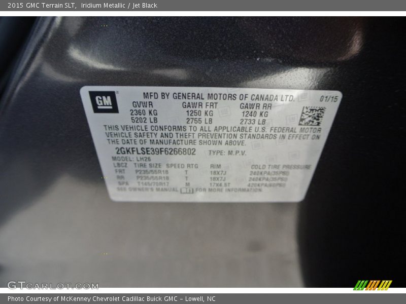 Iridium Metallic / Jet Black 2015 GMC Terrain SLT
