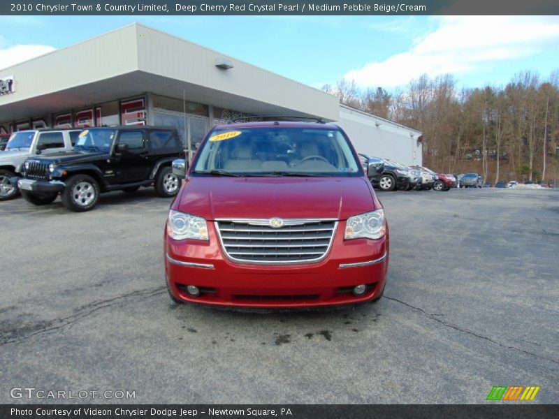 Deep Cherry Red Crystal Pearl / Medium Pebble Beige/Cream 2010 Chrysler Town & Country Limited