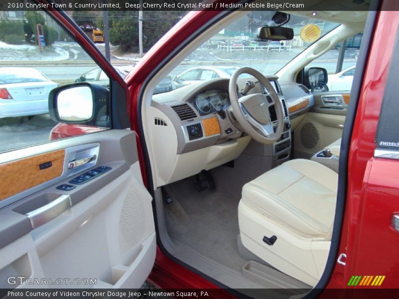 Deep Cherry Red Crystal Pearl / Medium Pebble Beige/Cream 2010 Chrysler Town & Country Limited