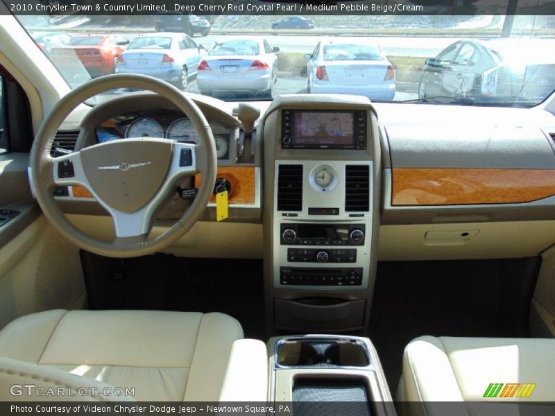 Deep Cherry Red Crystal Pearl / Medium Pebble Beige/Cream 2010 Chrysler Town & Country Limited