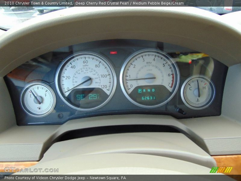 Deep Cherry Red Crystal Pearl / Medium Pebble Beige/Cream 2010 Chrysler Town & Country Limited
