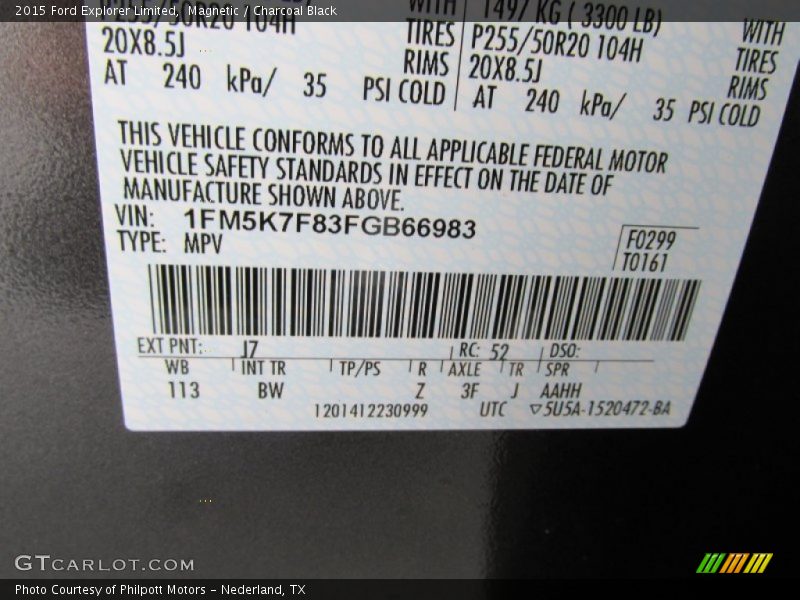 Magnetic / Charcoal Black 2015 Ford Explorer Limited