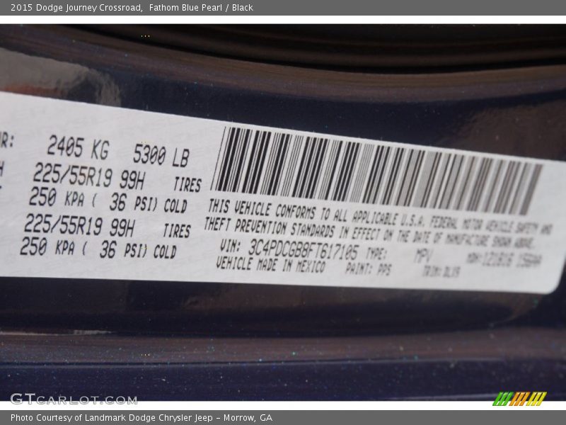 Fathom Blue Pearl / Black 2015 Dodge Journey Crossroad