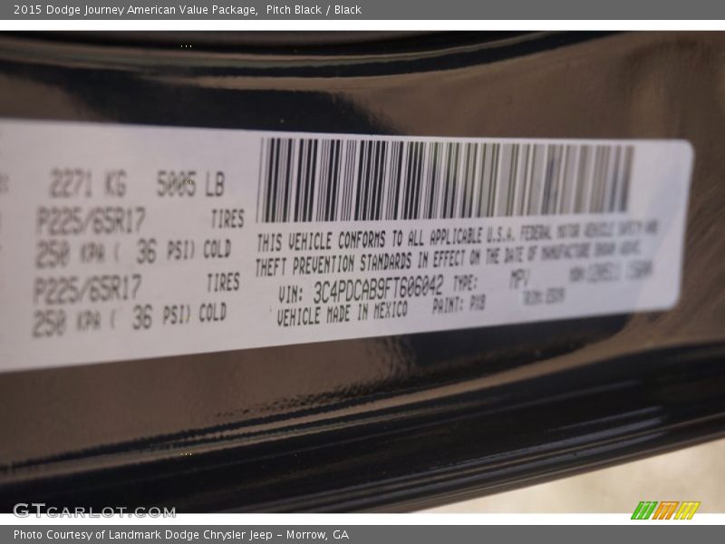 Pitch Black / Black 2015 Dodge Journey American Value Package