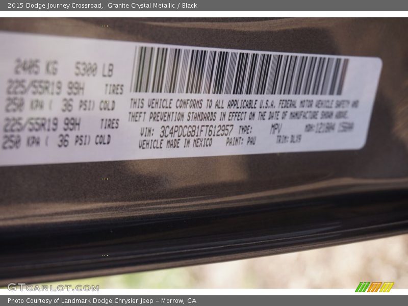 Granite Crystal Metallic / Black 2015 Dodge Journey Crossroad