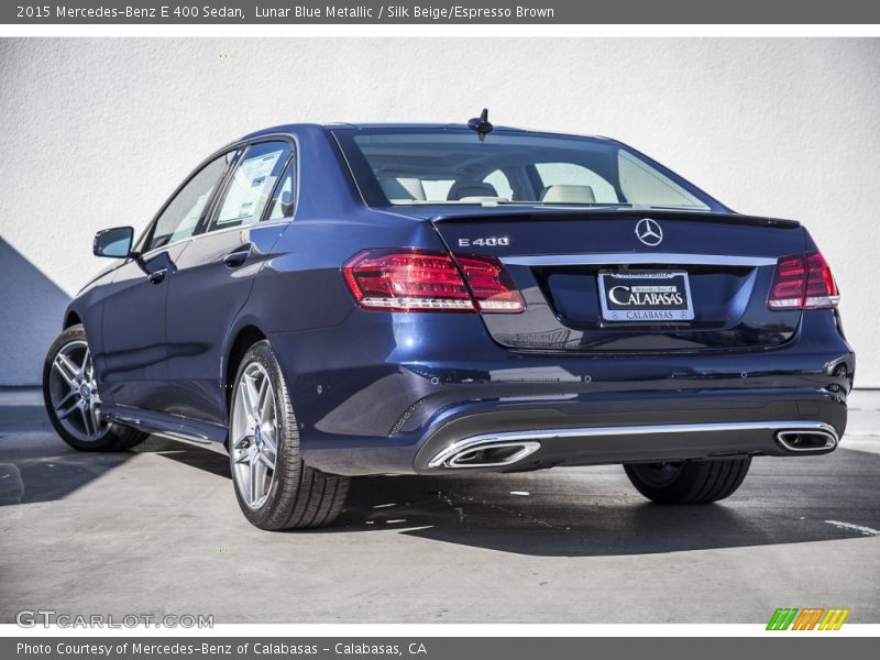 Lunar Blue Metallic / Silk Beige/Espresso Brown 2015 Mercedes-Benz E 400 Sedan