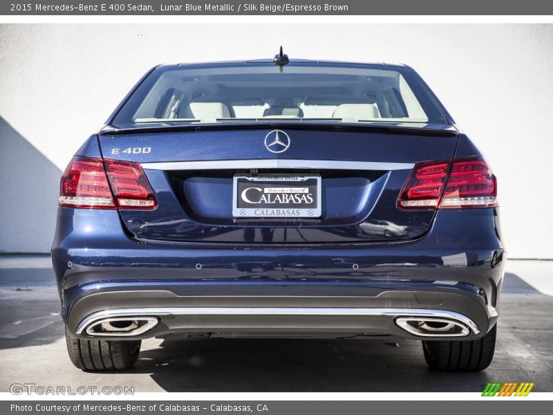 Lunar Blue Metallic / Silk Beige/Espresso Brown 2015 Mercedes-Benz E 400 Sedan