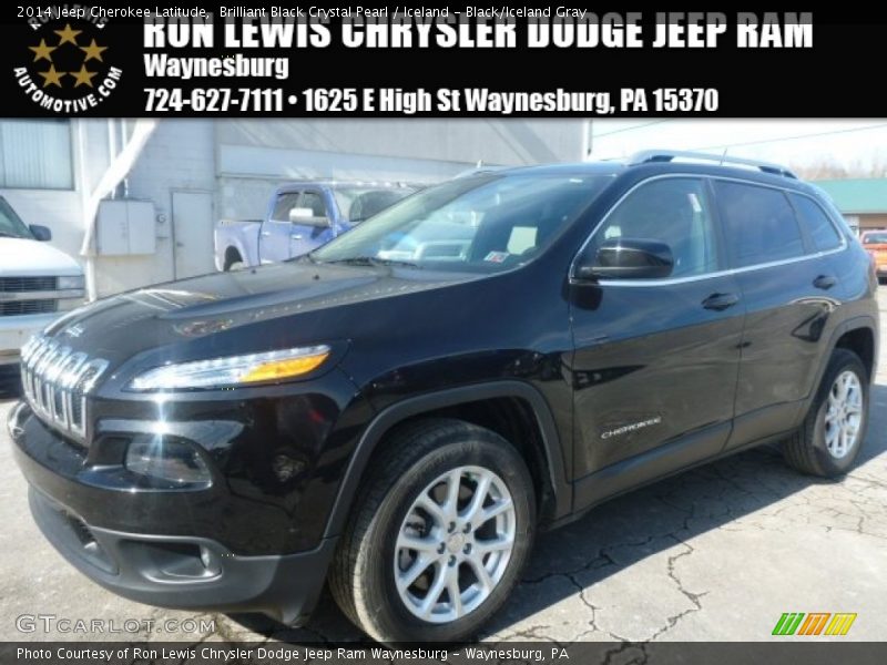 Brilliant Black Crystal Pearl / Iceland - Black/Iceland Gray 2014 Jeep Cherokee Latitude