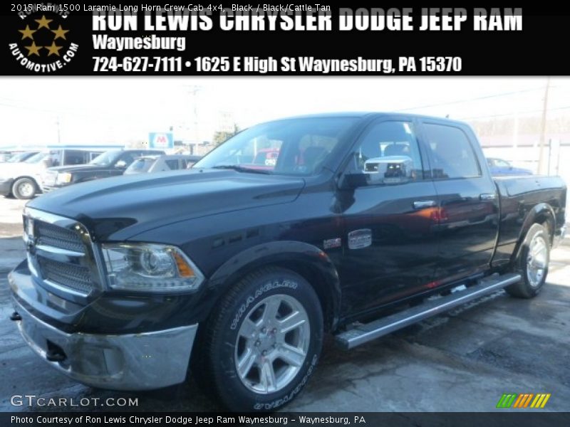 Black / Black/Cattle Tan 2015 Ram 1500 Laramie Long Horn Crew Cab 4x4