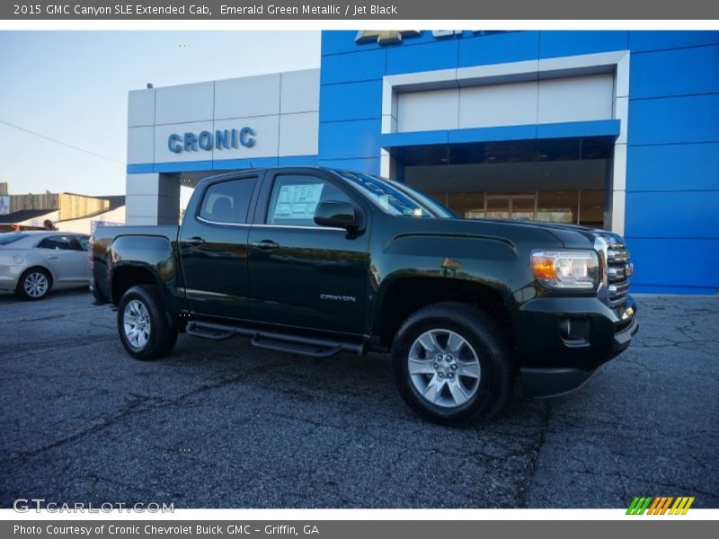 Emerald Green Metallic / Jet Black 2015 GMC Canyon SLE Extended Cab