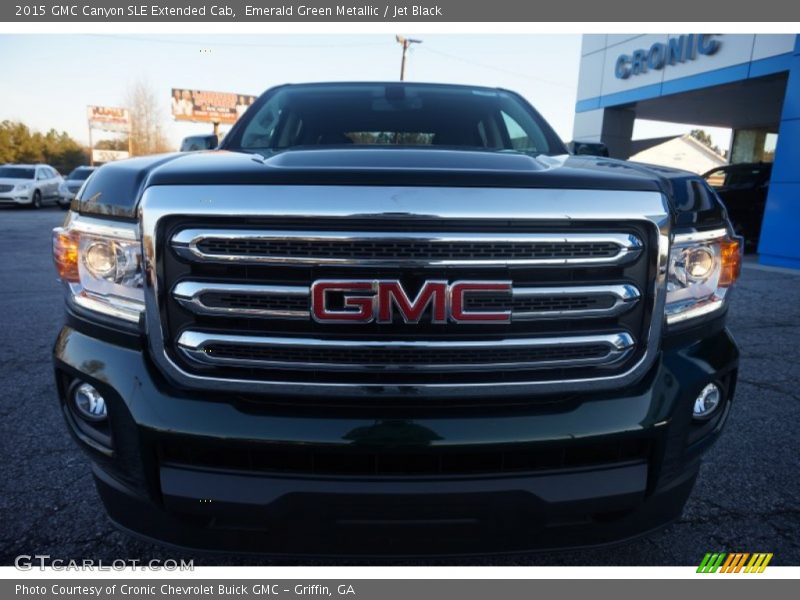 Emerald Green Metallic / Jet Black 2015 GMC Canyon SLE Extended Cab