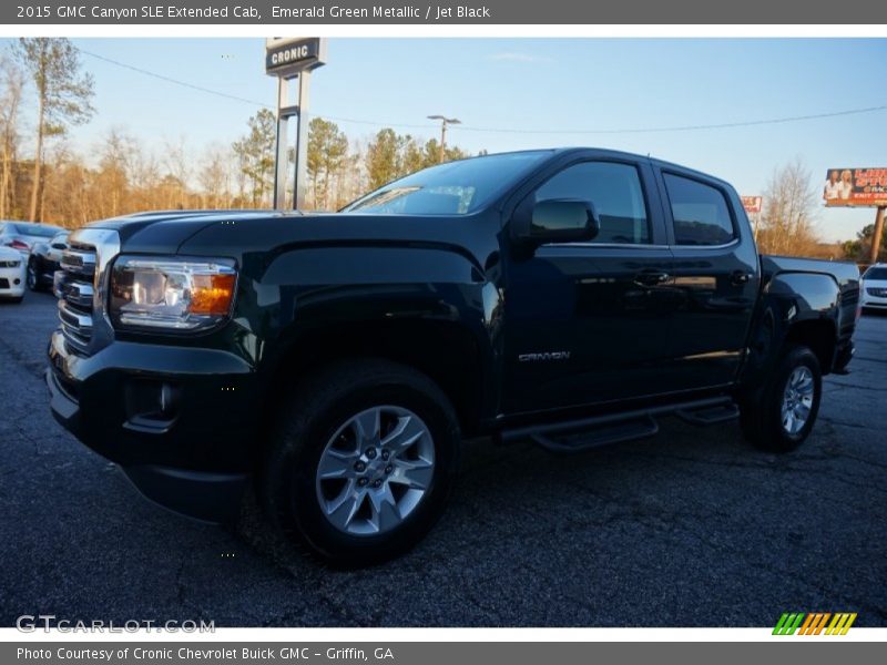Emerald Green Metallic / Jet Black 2015 GMC Canyon SLE Extended Cab