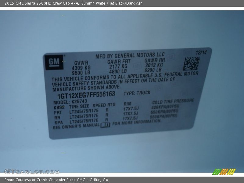 Summit White / Jet Black/Dark Ash 2015 GMC Sierra 2500HD Crew Cab 4x4