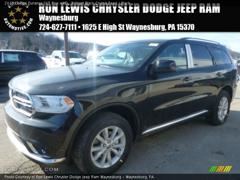 Brilliant Black Crystal Pearl / Black 2015 Dodge Durango SXT Plus AWD