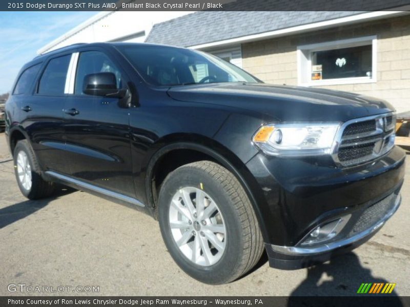 Brilliant Black Crystal Pearl / Black 2015 Dodge Durango SXT Plus AWD
