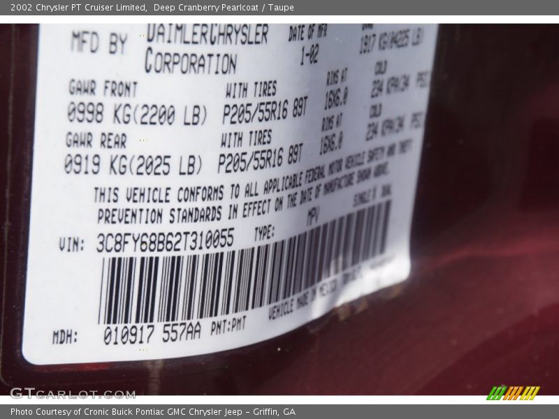 Deep Cranberry Pearlcoat / Taupe 2002 Chrysler PT Cruiser Limited
