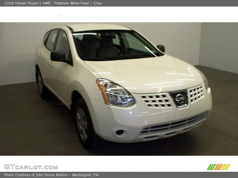 Phantom White Pearl / Gray 2008 Nissan Rogue S AWD