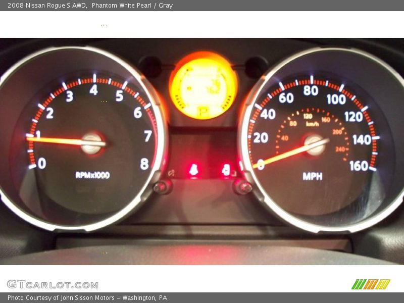 Phantom White Pearl / Gray 2008 Nissan Rogue S AWD