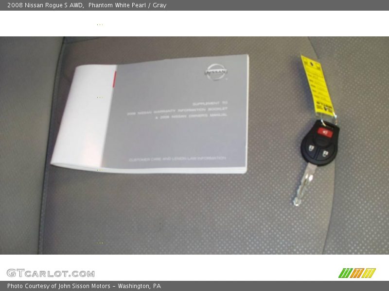 Phantom White Pearl / Gray 2008 Nissan Rogue S AWD