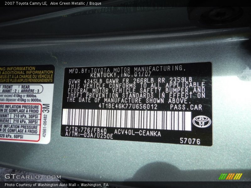 Aloe Green Metallic / Bisque 2007 Toyota Camry LE