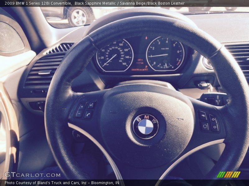 Black Sapphire Metallic / Savanna Beige/Black Boston Leather 2009 BMW 1 Series 128i Convertible