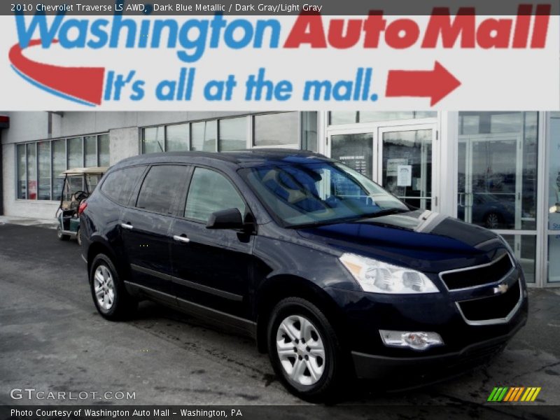 Dark Blue Metallic / Dark Gray/Light Gray 2010 Chevrolet Traverse LS AWD