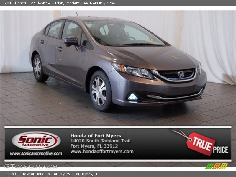 Modern Steel Metallic / Gray 2015 Honda Civic Hybrid-L Sedan