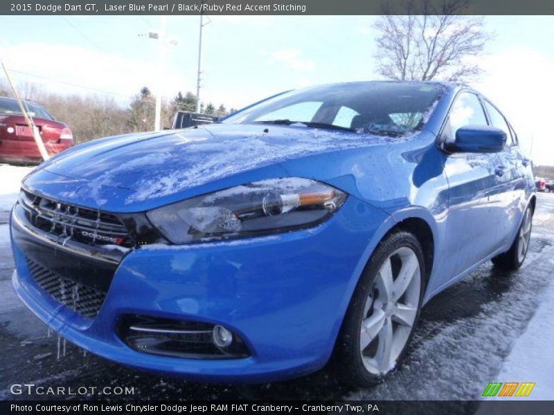 Laser Blue Pearl / Black/Ruby Red Accent Stitching 2015 Dodge Dart GT