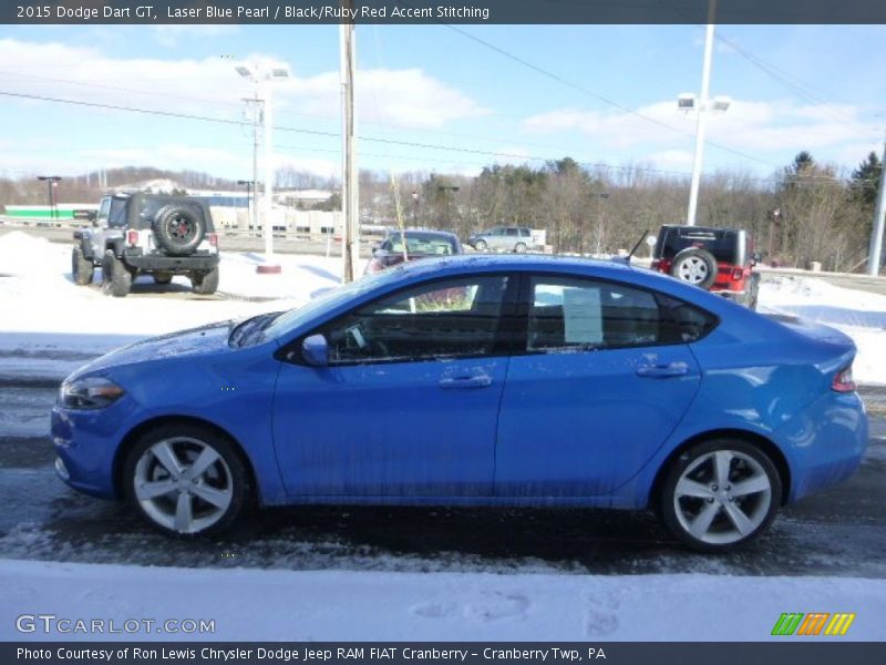 Laser Blue Pearl / Black/Ruby Red Accent Stitching 2015 Dodge Dart GT