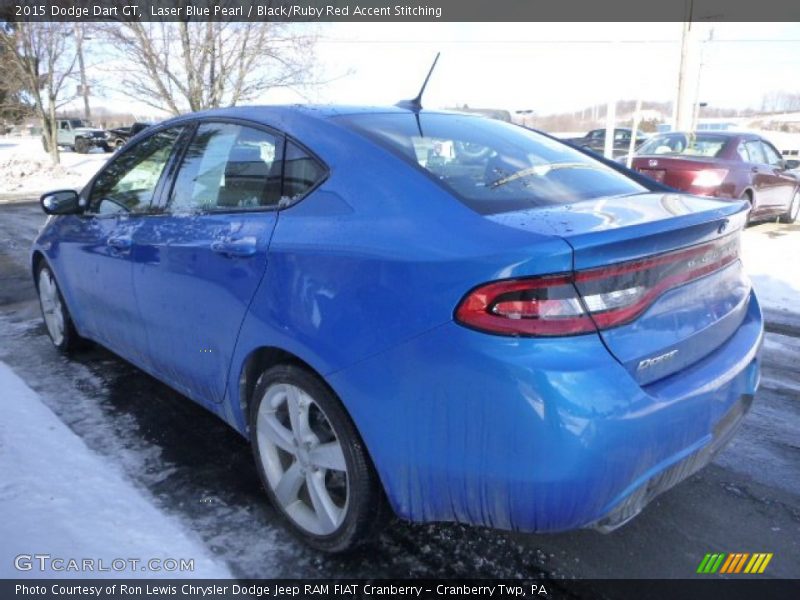 Laser Blue Pearl / Black/Ruby Red Accent Stitching 2015 Dodge Dart GT
